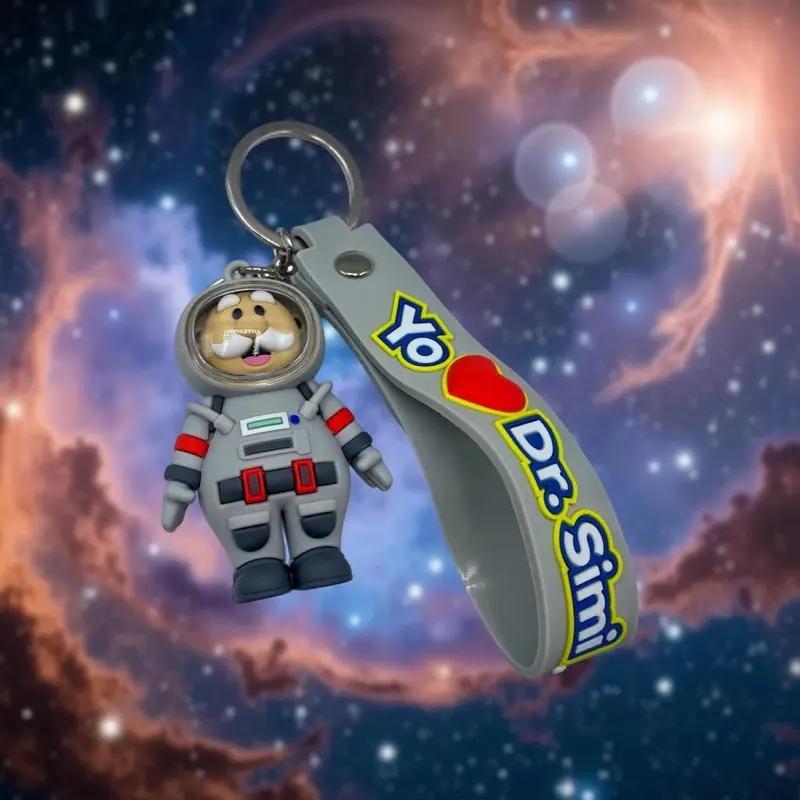 Dr Simi Astronauta Astronaut Keychain Llavero New Design Cute with I Love Dr Simi Text and Heart Symbol