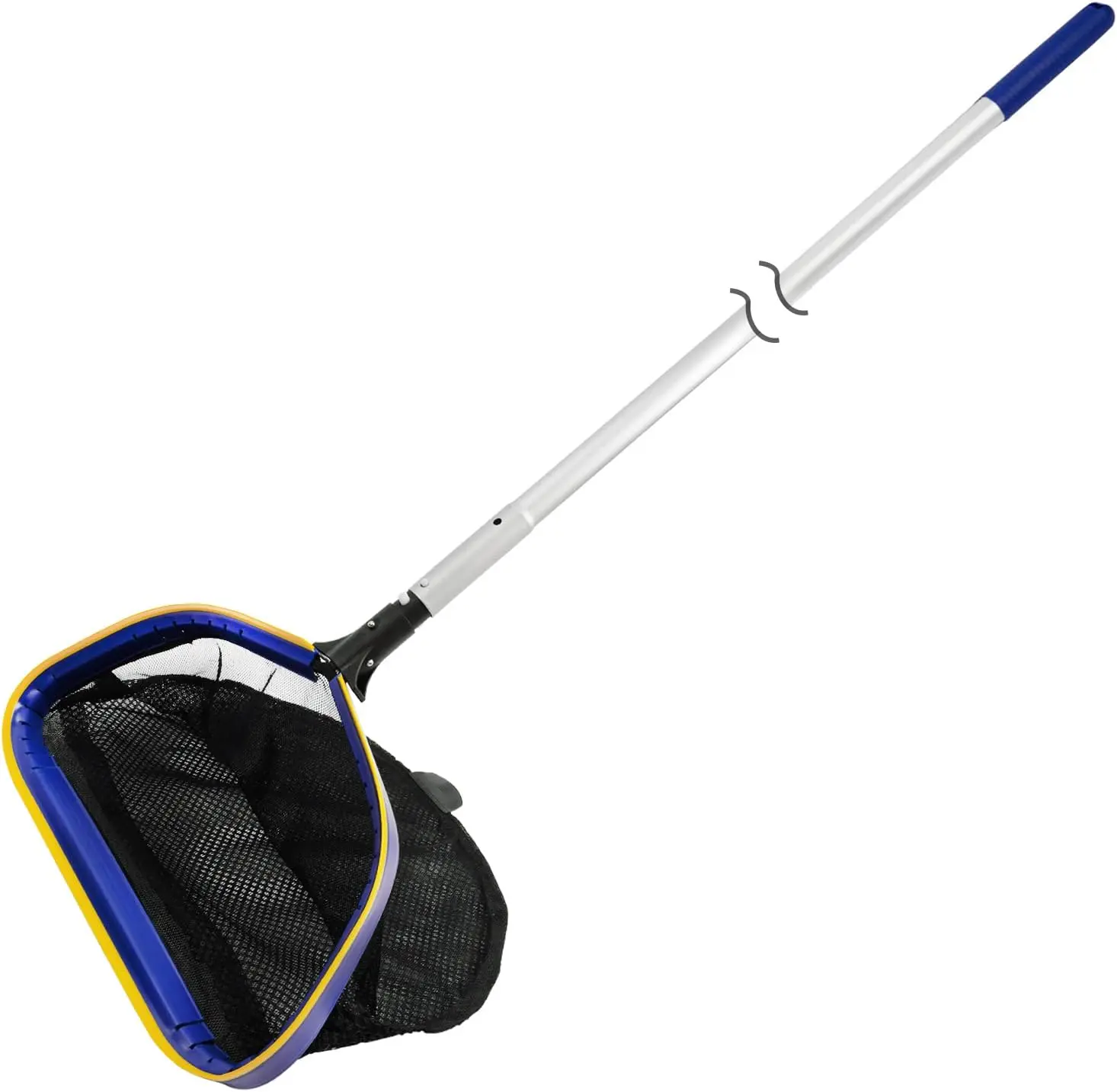 Pool Deep Skimmer Net with 3ft - 10ft 1.0mm Thick Adjustable Aluminum Pole & Fine Mesh Bag Leaf Skimmer Rake Net for Above Ground & Inground Swimming Pools, Removes All Debris