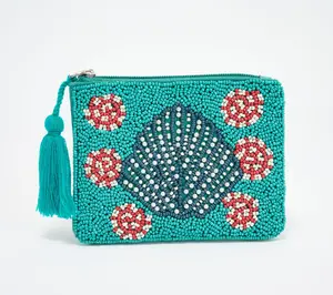 America & Beyond Embellished Beach Themed Coin Pouch