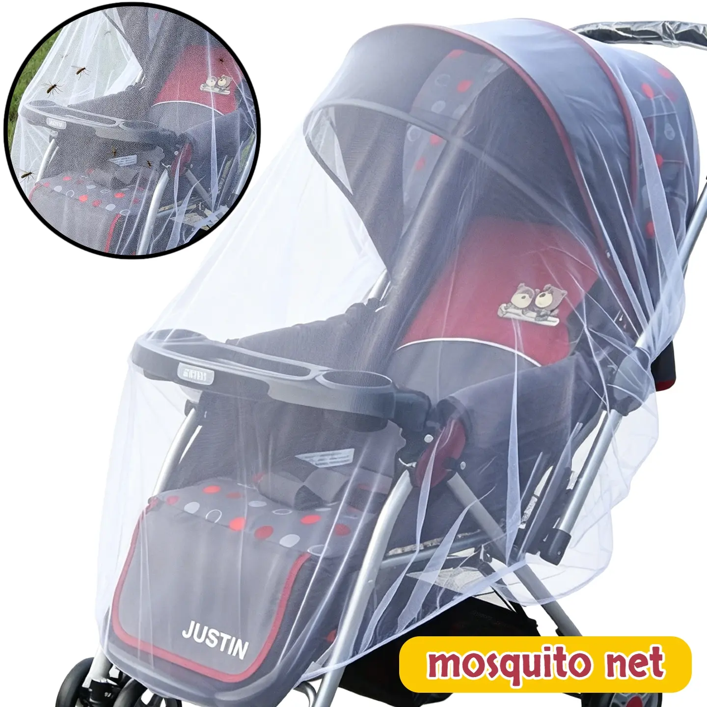 1pc baby stroller mosquito net, stroller insect-proof cover, summer outdoor safety protection, breathable silk material, Stroller Accessories