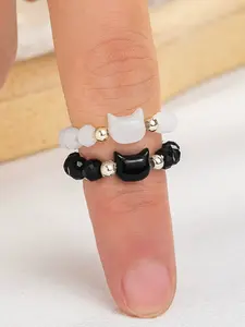 Cute Cat Design Ring, Fashion Accessories for Women & Girls, Trendy All-match & Exquisite Jewelry for Birthday Gift