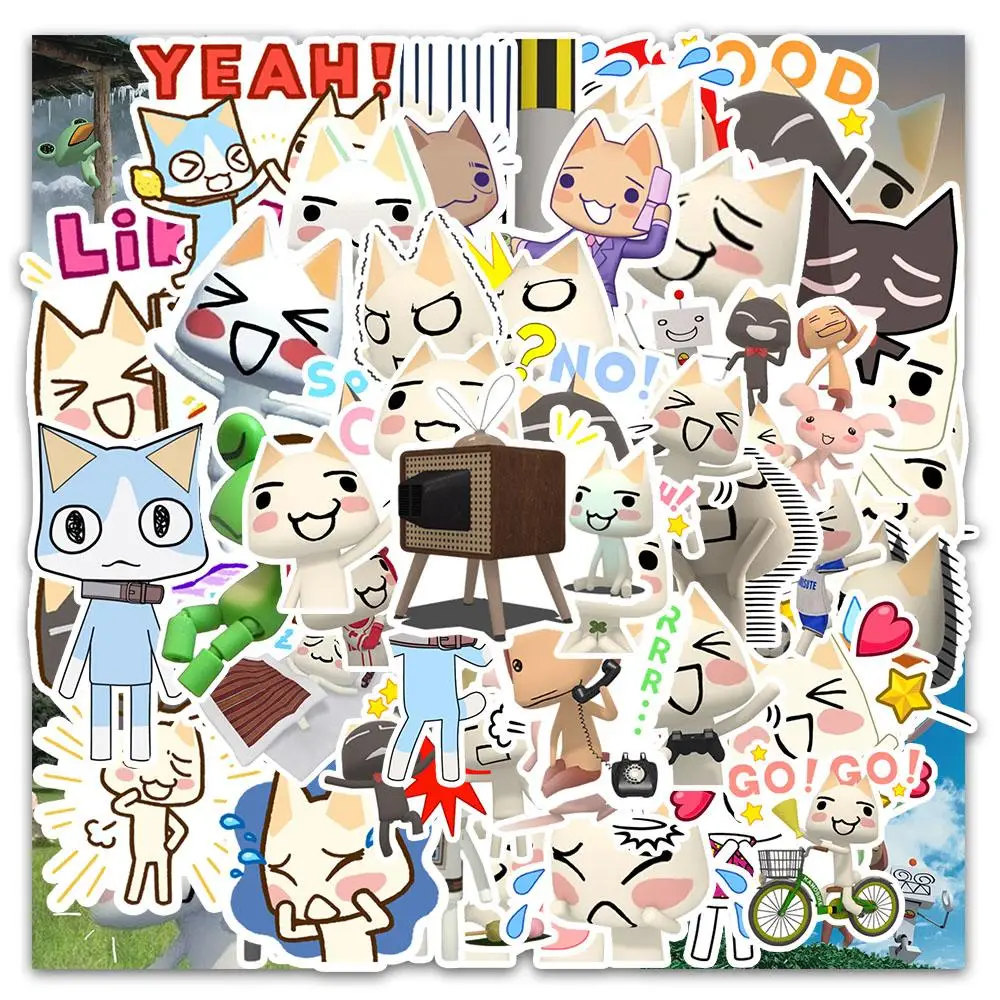 Cartoon Cat Pattern Sticker, 54pcs/set Waterproof Self Adhesive Decor Paper, Decor Sticker for Gift Greeting Card Water Bottle Laptop Phone