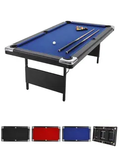 Garvee 7FT Folding Pool Table for Adults and Family, Portable Billiards Table Set with Full Accessories Including Balls, 2 Cue Sticks, Chalk, Felt Brush, Ideal for Home, Basement, Man Cave, Blue