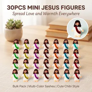 30 Pack Vibrant Mini Jesus Rubber Figures, Jesus Loves You Hide-and-Seek Toys, Religious Decor & Gifts for Baptism, Sunday School and Christmas Party Favors