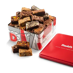 David's Cookies Assorted Brownies Gift Tin - 20 Slices of Individually Wrapped Gourmet Brownies - Delicious Variety of Flavors, Fresh Baked Snacks - Ideal Brownies Gift Basket For Special Occasions
