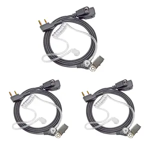 YNIBST 2-Pin K Plug Walkie Talkie  Headset Clear Air Acoustic Tube with Noise Cancelling Mic PTT for Baofeng UV-5R BF-888S Kenwood TK-2100 Retevis TYT Wouxun Radios Compatible with Police Security and Law Enforcement Use(3 Pack)