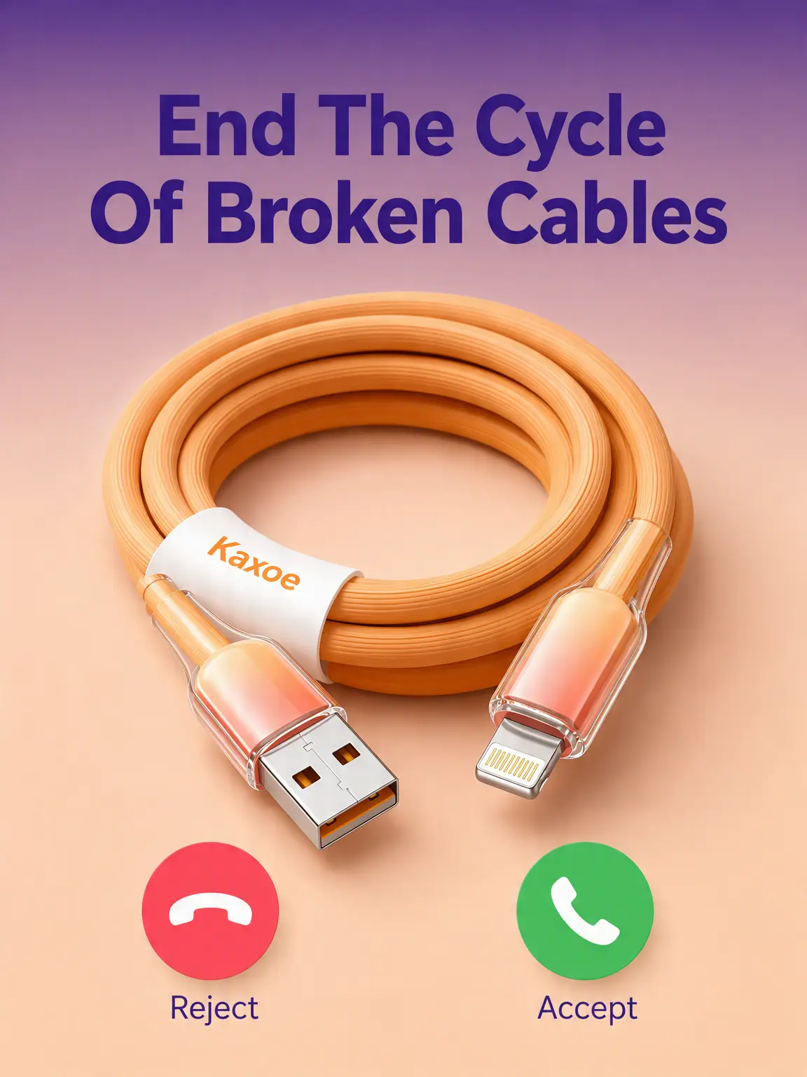 Bend-Proof USB-A to Lightning Cable, 20-30W Fast Charging & Data Transfer Cord, Transparent Gradient Heat-Resistant Durable PE Material, 3.3ft-6.6ft(1-2M) Extra Long for Home Use, Compatible with iPhone 6-14 Plus Pro Max