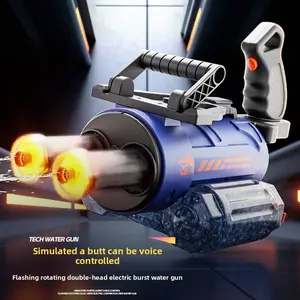 New Gatling Dual Barrel Rotating Water Gun with Flame Light, High Pressure Strong Spray Toy, Kids Adult Electric Water Gun, 6-9m Range，nerf guns，kids toys，pool toys，toy gun，fidget toys，beach toys，electric water gun，water toys, Waterblaster