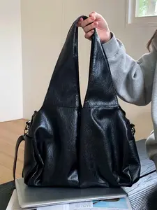 Retro soft leather shoulder handbag, simple classic versatile  style shoulder bag, niche pleated design fashionable casual versatile multi-color optional, suitable for college students to attend classes, daily travel, shopping, etc.