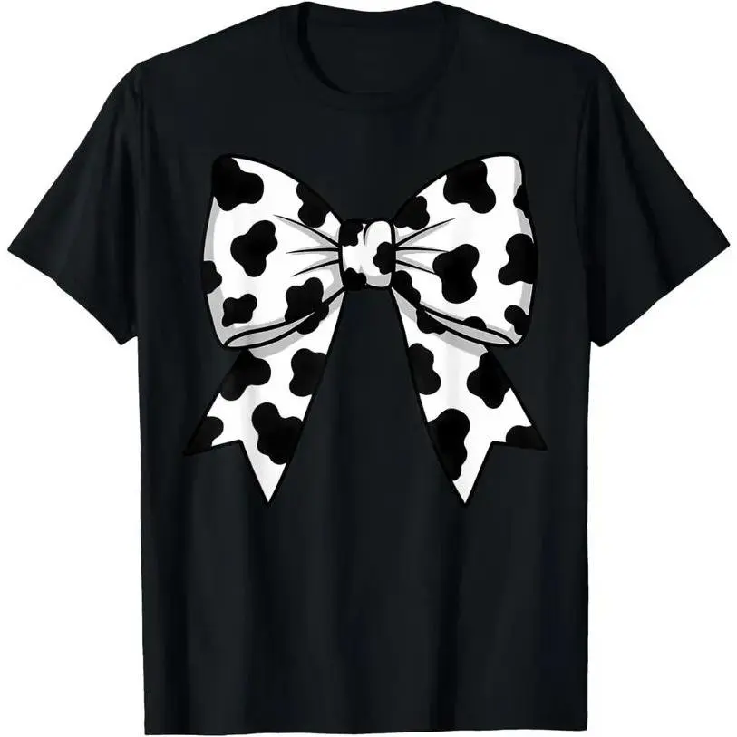 Men's Cotton Short-Sleeve Fitness Exercise Top - Menswear with Elasticity, Funny Graphic, Cute Cowprint, Coquette Bow Pattern, Shortsleeve, T-Shirt, Simple, Athletic, Coquette Bow Cow Pattern, Basic