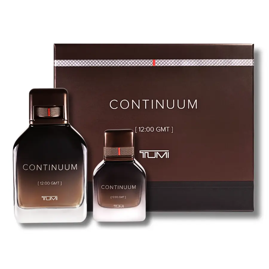 TUMI Continuum 2 Piece Fragrance Gift Set for Men, Oriental Woody Eau de Parfum with Suede & Amber Notes (6.7 & 1.0 fl oz), Fragrance Sets, Citrus, Powder, Adults, Orris Root, Liquid