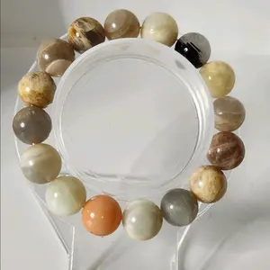 Peach Moonstone Big bead bracelet natural crystal