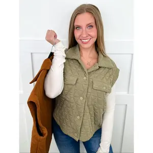 Feeling Fall Weather Quilted Avery Mae Button Up Vest - 2 colors!
