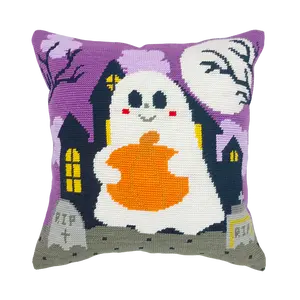 Needlepoint Pillow Kit - Halloween Ghost with Pumpkin