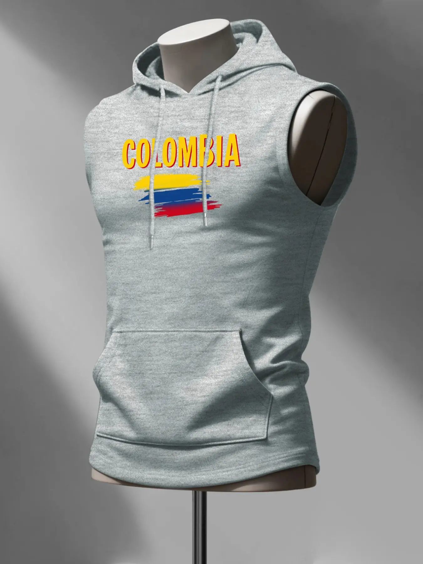 Men's Fashion Hooded Knit Vest, Colombia Flag Cultural Art Print, Simple National Theme, Travel Memorial, Trendy Casual Wear, Unique Gift Idea