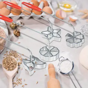 Creative Cake Printing Cookie Pastry Mold Set Featuring a Rosette Iron with Four Interchangeable Shapes: a Charming Butterfly, Star, Snowflake, And Leaf, Complete with a Lifting Handle for Easy Use in Baking Desserts, Biscuits, And Waffles