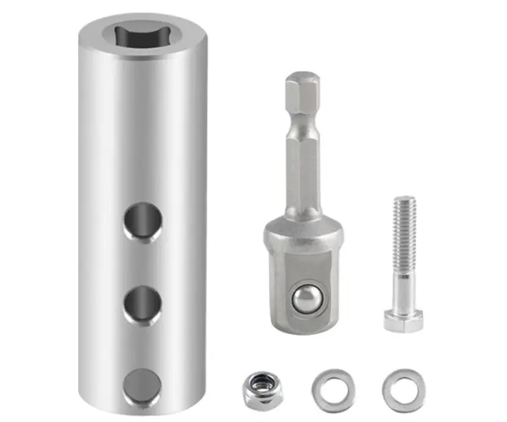 Upgraded Stainless Steel Trailer Jack Drill Adapter - 1/2 in Socket Bit for 1 in Jack Drive Shaft, Top Wind Trailer Crank Wrench Extension Rod, Durable Versatile Tool