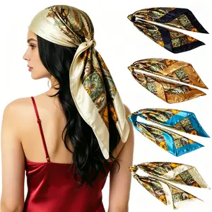 2026 New Arrival 35-Inch Large Square Faux Silk Multi-Functional Scarf, Women's Bag Charm Twilly - Neck Scarf, Headscarf (Bag Accessory)