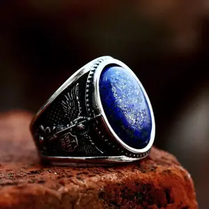 Archangel Lapis Lazuli Stainless Steel Gemstone Ring — Bicycle Jewelry for Everyday Wear