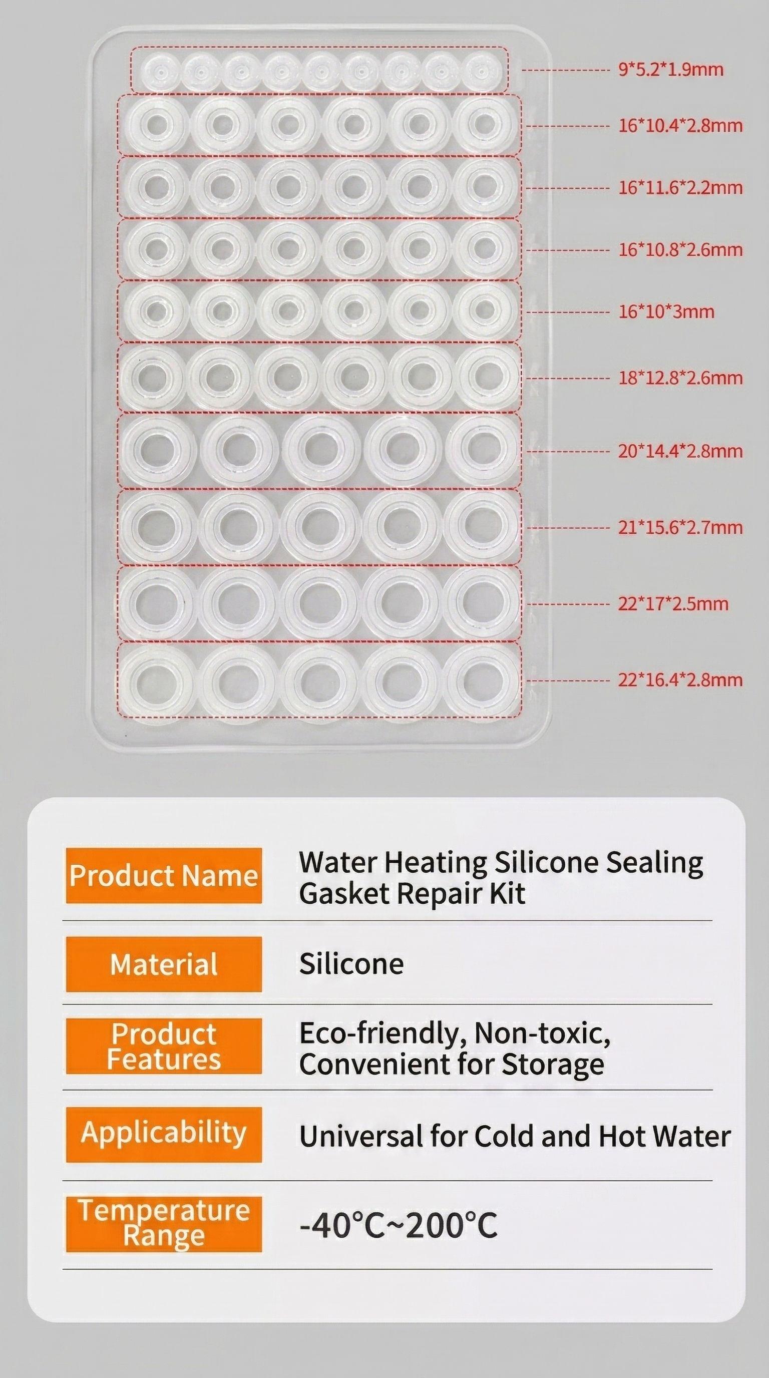 Universal Silicone Gasket Kit - 80+ Pcs Sealing Washer Assortment for Kitchen, Bathroom, Plumbing & Gas - Heat Resistant & Non-Toxic O-Rings for Faucets,