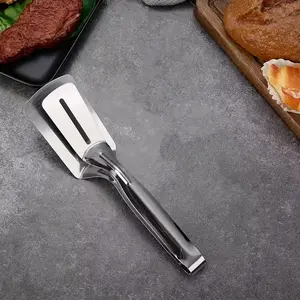 2-in-1 Stainless Steel Food Turner & Tongs – Professional Meat Flipper