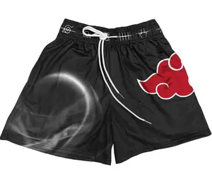 Naruto Legendary Akatsuki Shorts Men's Basketball Shorts Workout Sport Knee Pants with Pockets