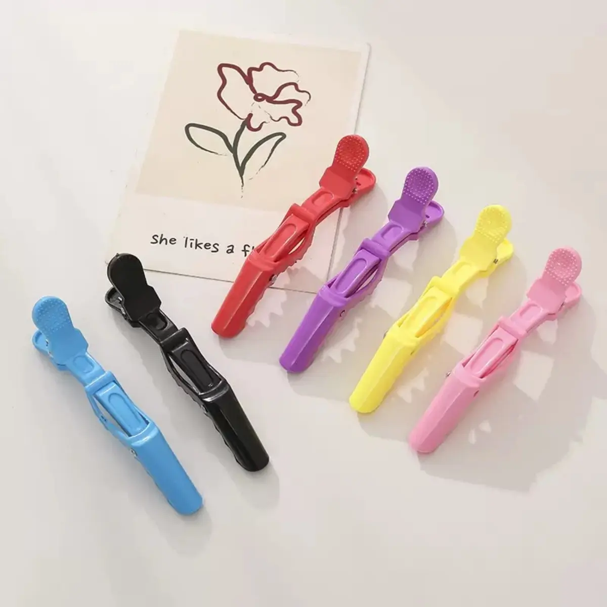 DREMFLORA Retro Matte Solid Color Alligator Hair Clips - 5pcs Flatclawclip Clawgrip for Long Thick Hair - Simple Versatile Hairclips - Perfect for Everyday Wear Work Travel or Gifting