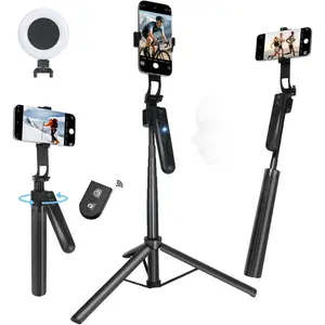 Extendable Auto   Phone Tripod Stand, Compatible for Android/, 360? Rotation Selfie Sticks with Light,  AI Facial Recognition, Cameraman  for Video, Vlog, Live Stream