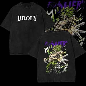 Broly The Legendary T-Shirt Anime Vintage Washed Graphic Tee DBZ Streetwear Heavy Cotton Shirt for Anime Fans Men Women Gym Pump Cover