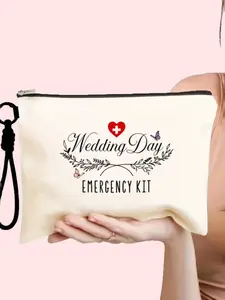 Travel Makeup Bag Set, Wedding Emergency Kit, Detachable Wrist Strap, Durable Canvas Material, Multifunctional Cosmetic Pouch