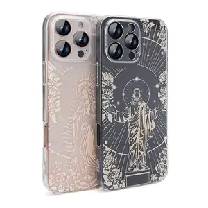 Virgin Mary pattern phone case, protective clear soft TPU shockproof protection cover for iPhone 16 15 14 13 12 pro max case