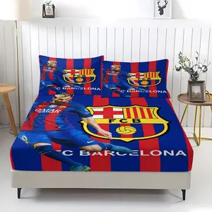 Football Themed Bed Sheets Set (Including 1 Bed Sheet And 2 Pillowcases), Club Bedding, Sports Bedding, Perfect For Decorating Bedrooms With Bedroom Ambiance For Teenagers And Adults, Perfect Gift For Football Enthusiasts
