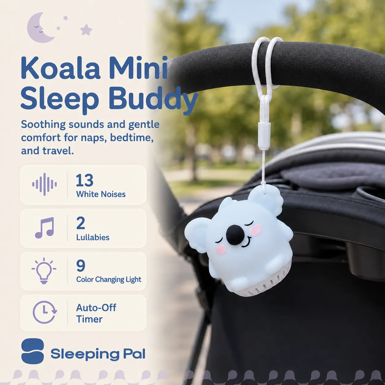 SleepingPal Koala Mini Sleep Buddy, White Noise & Night Light, BPA-Free Silicone, Gentle Nursery Comfort, Supports Healthy Sleep Routines for Babies and Toddlers
