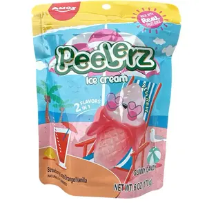 Amos Peelerz Ice Cream Gummy Candy, Peelable Ice Cream Gummy Candy, Resealable 6 oz Bag