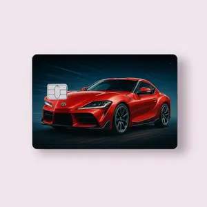 Red Modern Drift Car Credit Card Sticker Debit Skin Wallet Decal Cover Waterproof Vinyl Easy to Apply