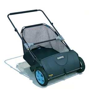 Manual Push Lawn Sweeper 21-Inch, Yard Leaf & Debris Collector with 3.5 Cu. Ft. Collection Bag, Adjustable Brush Height for Lawns & Driveways, Foldable Storage Design