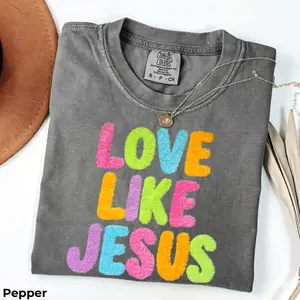 Love Like Jesus FLUFFY Women's Comfort Colors T-Shirt - Vintage Blank Essential Shirt, Streetwear Basic Aesthetic, Oversized Casual Style, Everyday Outfit Gift for Men Women