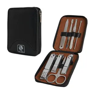 Skull Shaver 8-Piece Manicure Set for Men - High Quality Nail Kit - Stainless Steel Grooming Tools - Precision Nail Clippers with Compact Travel Case - Durable & Ergonomic Design