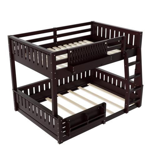 [Bellemave]Twin/Full XL/Queen Bunk Bed with Ladder and Guardrails, Pegboard and bookshelf,