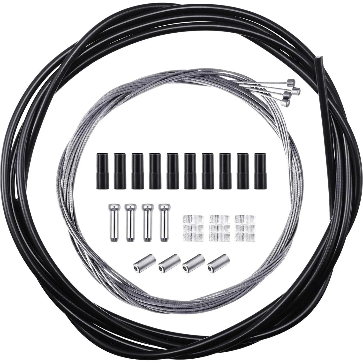 4-Pack Universal Bicycle Shift Cable Set - Black Gear Shifting Housing Kit for Mountain Bikes, Repair and Maintenance Components & Parts