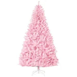 7 foot wide shape unlit pink artificial christmas tree auto open design 1288 branch tips sturdy steel base 485 inch diameter indoor xmas decor