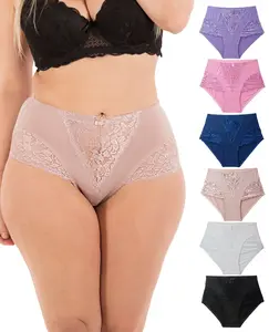 Light Control Full Coverage Girdle Panties(6 Pack) Comfort Cotton Fabric Fit Lace Panty Underwear Womenswear Comfortable Sexy
