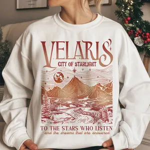 Vintage Rust City Of Starlight Shirt, Retro Night Court Merch, Warm Tone Bookish Tee, Fantasy Romance Lover Gift, Boho Mountain Graphic Sweater