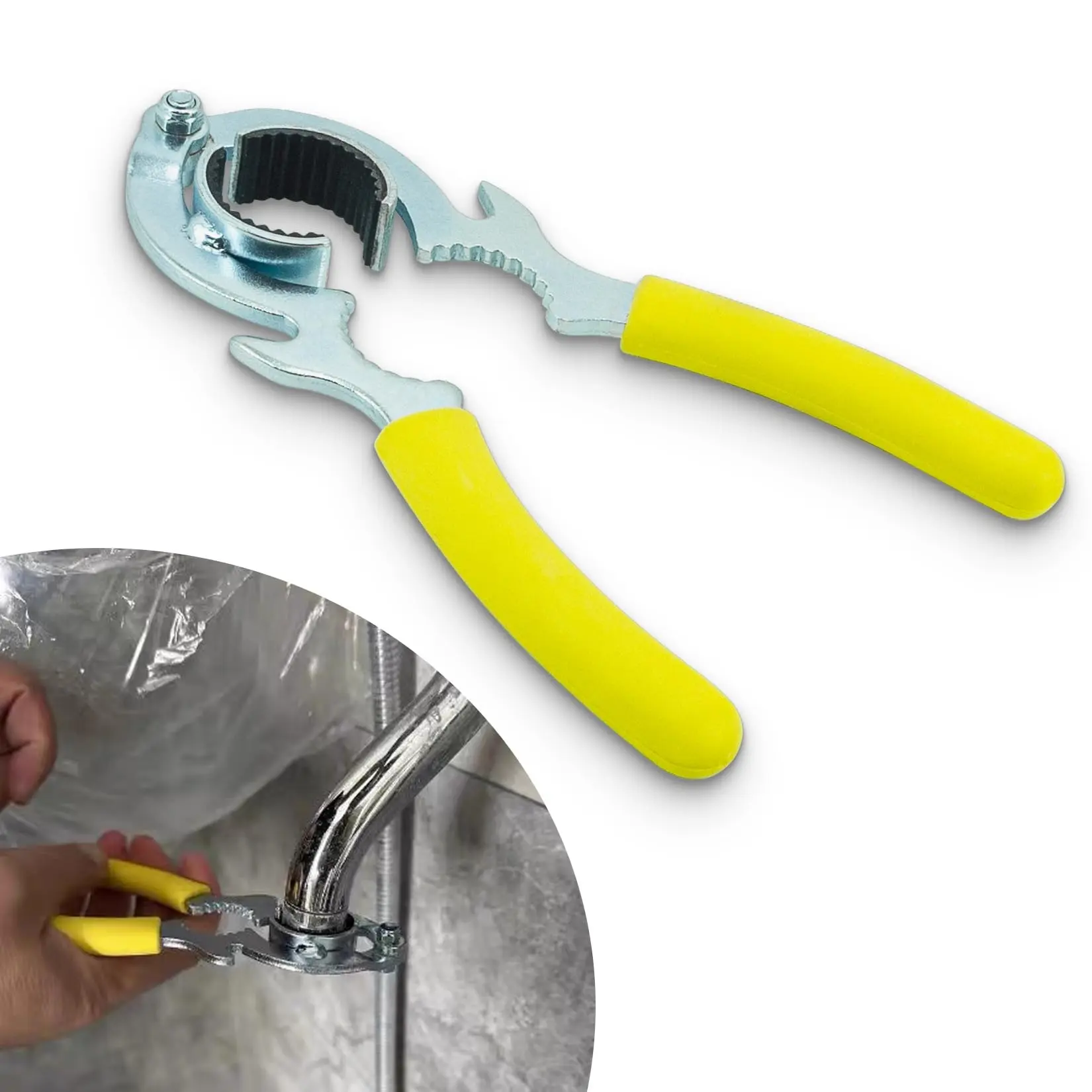 GJANSH Datrenm Universal Faucet Aerator Removal Tool, Adjustable Carbon Steel Faucet Wrench & Bubbler Disassembly Spanner, Non-Slip Plumbers Pliers Pipe Wrench for Kitchen Bathroom Sinks, 21.5mm-27mm