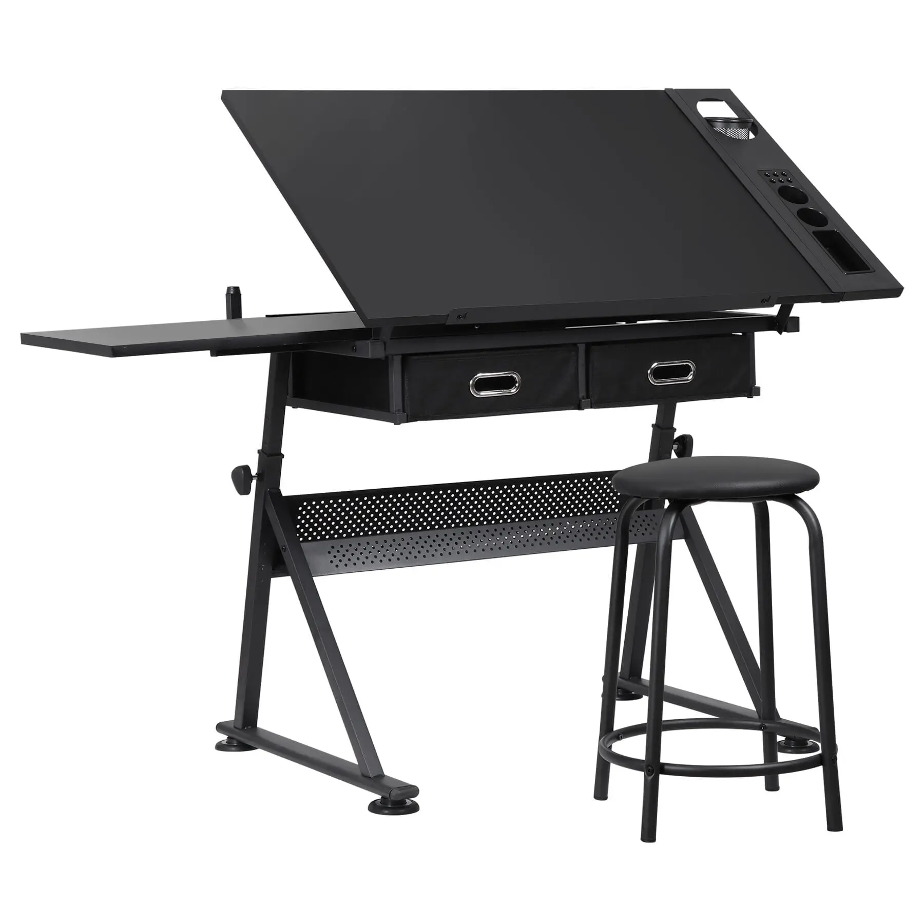 LEMY Adjustable Drafting Desk Work Station with Stool and Drawer