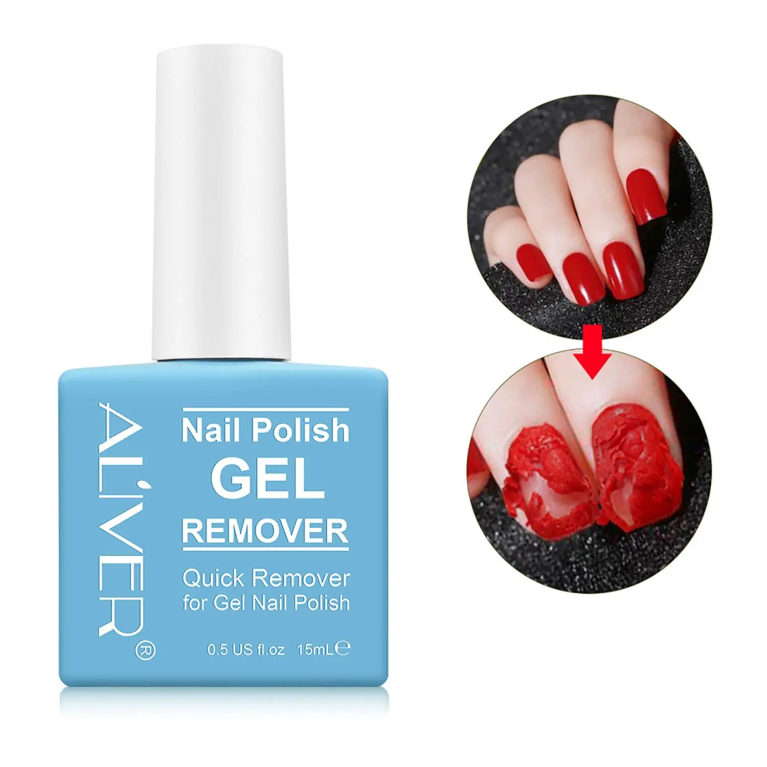 ALIVER Gel Nail Polish Remover, 15ml Vegan Formula for Fast Removal - No Foil or Soaking Needed, Self Care for Adults, Nail Products, Original Type, Nail Art Remover, Sunflower Oil campingessentials