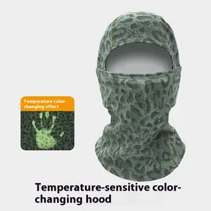 Temperature-Sensitive Color-Changing Face Mask for Skiing Cycling Outdoor Windproof Heat-Sensitive Headgear Skull Motorcycle Ski Mask with Breathable Mouth Hole Camouflage Solid Colors Biking Unisex