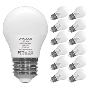 12 Pack A15 Light Bulbs 40 Watt,Small LED Light Bulb 5 Watt,G45 E26 Medium Base Lightbulb 450 Lumen for Appliance,Non-Dimmable