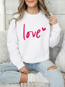 Love Sweatshirt, Heart Sweatshirt, Couple Sweatshirt, Valentines Day Gift Sweatshirt, Heart Love Hoodie, Gift For Her, Women's Sweatshirt - LORA ATCHER Unisex