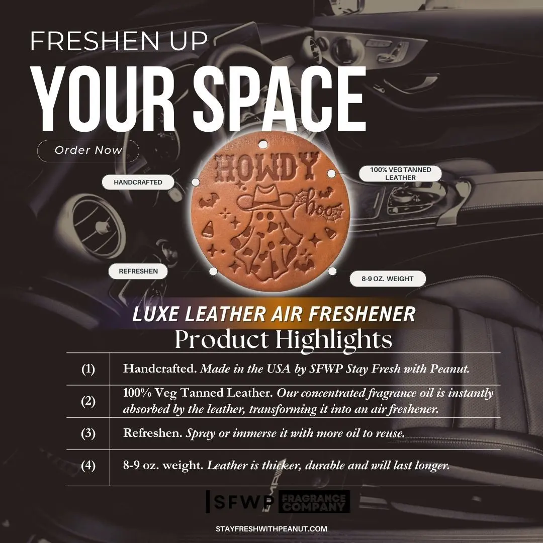 Luxe Unscented Leather Air Freshener – Handmade Full-Grain USA | Stay Fresh With Peanut